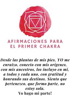 Afirmación primer chakra Yoga Frases, Chakras Meditation, Arte Yoga, Magia Das Ervas, Healing Spirituality, Chakra Affirmations, Magic Quotes, Magick Book