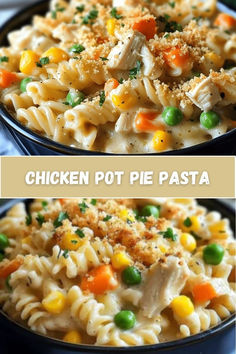 chicken pot pie pasta with peas and carrots