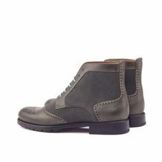 Custom Made Women’s Lace Up Brogue Boots in Grey Luxe Suede and Painted Calf Leather 2 Ladies Brogues, Dress Boots Women, Brogue Boots, Custom Made Shoes, Bespoke Fashion, Leather Brogues, Gray Suede, Handmade Shoes, Women Lace