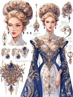 an illustration of the costume and jewelry worn by princess aurora from disney's sleeping beauty