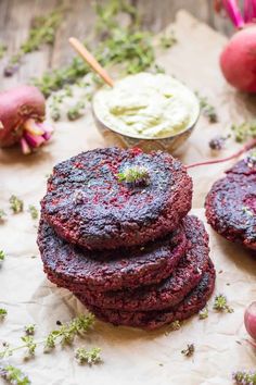 Lentil Beet Burgers with Green Goddess Sauce - Coley Cooks Green Goddess Sauce, Beet Burgers, Beet Pasta, Vegetarian Meat, Beet Burger, Veggie Patties, Goddess Dressing, Green Goddess Dressing, Meat Substitutes