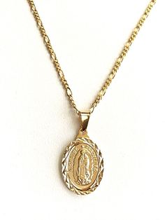 "18K GOLD PLATED GUADALUPE NECKLACE 18\" LONG. FOR GOOD LUCK ,PROSPERITY AND PROTECTION. PENDANT : 30x18 mm 18K BANO DE ORO CADENA DE GUADALUPE 18\" LARGO. PARA PROSPERIDAD, BUENA SUERTE Y PROTECCION. DIJE: 30x18 mm" Gold Our Lady Of Guadalupe Pendant Necklace, Gold Medallion Necklace With Our Lady Of Guadalupe, Gold Our Lady Of Guadalupe Medallion Necklace, Gold Medallion Necklace Of Our Lady Of Guadalupe, Gold Our Lady Of Guadalupe Necklace In 14k Gold, 14k Gold Our Lady Of Guadalupe Necklace, 14k Gold Necklace With Our Lady Of Guadalupe, Yellow Gold Oval Necklace With Our Lady Of Guadalupe, Virgin Guadalupe