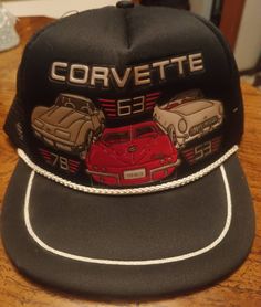 True vintage trucker hat. Minty. 1980's . Corvette 1953 1978 Corvette 1963 Split Window. Wear this to the next meet or cat show. No sales outside the USA. Black Retro Trucker Hat, Vintage Adjustable Snapback Trucker Hat, Vintage Adjustable Trucker Hat Snapback, Retro Black Snapback Hat, Vintage Black 5-panel Hat, Black Vintage 5-panel Trucker Hat, Vintage Black 5-panel Trucker Hat, Vintage Adjustable Visor Snapback Hat, Vintage Flat Bill Baseball Cap