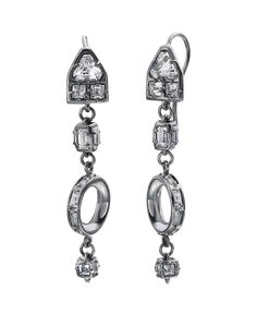 Ethereal and light-filled, the Castle earrings in energetic white topaz and sterling silver embody sleek geometry and a refreshingly genuine optimism. Sterling silverWhite topazHook fixtureBlack rhodium finishWidth: 5/16" (8 mm)Depth: 1/2" (12.5 mm)Height: 1-15/16" (50 mm) Genuine Optimism, Cluster Earring, Peach Sapphire, Red Peach, Orange Sapphire, Cluster Earrings, The Castle, Lovely Jewellery, Rose Earrings