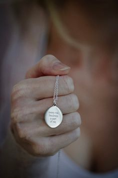 Custom engraved mantra necklace. Every mile becomes a part of me. Running Jewelry, Personal Mantra, Horizontal Bar Necklace, Race Bibs, Word A, Oval Necklace, Silhouette Portrait, Disc Necklace, Birth Flowers