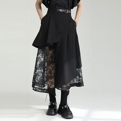 Irregular High-waist Paneled Mesh Skirt – stylesock Tule Rok, Gonna In Tulle, Cotton Skirts, Skirts Summer, Unique Skirts, Asymmetrical Midi Dress, High Waisted Maxi Skirt, Gothic Rock, فستان سهرة