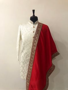 Sizes 30,32,34,36,38,40,42,44,46,48,50,52,54 BORDER DESIGN FOR THE SHAWL MAY VARY ACCORDING TO AVAILABILITY Wedding Outfits For Men Indian, Men Wedding Dresses Indian, Men Wedding Dresses, Indian Wedding Outfits For Men, Wedding Outfits For Men, Wedding Outfits Indian, Indian Sherwani, Mens Wear Wedding, Wedding Dresses Indian