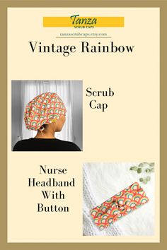 Rainbows in vintage color scrub caps Caps Style, Nurse Graduation, Nursing Cap, Scrub Caps Surgical, Nursing Graduation, Vintage Rainbow, Graduation Ideas