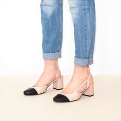 "Beautiful sling-back block heels, classic model in beige & black. The insole made of a soft calfskin ensures comfort of use.  Whatever your style, I can guarantee that pumps will suit your look and add a final touch of polish. The sling-back pumps look just as good with casual jeans, dress or skirt. Would you like other colors, please let me know... Heel height 6 cm = 2.36 \" Sizes UK, EU, US   and feet dimensions in centimeters and inches  3 UK / 36 EU / 5 US insoles length 23.5 cm = 9.2 inches 4 UK / 37 EU/ 6 US insoles length 24 cm = 9.4 inches 5 UK / 38 EU / 7 U insoles length 24.5 cm = 9.7 inches 6 UK/ 39 EU/ 8 US insoles length 25.5 cm = 10 inches 7 UK / 40 EU / 9 US insoles length 26 cm = 10.3 inches 8 UK / 41 EU / 10 US insoles length 26.5 cm = 10.5 inches 9 UK / 42 EU / 11 US ins Beige Slingback Pumps With Padded Block Heel, Beige High Block Heels With Contrasting Heel Counter, Beige Block Heels With Contrasting Heel Counter, Cream Leather Slingback Pumps With Block Heel, Beige Slingback Pumps With Padded Heel Medium Width, Beige Slingback Pumps With Block Heel, Cream Slingback Pumps With Block Heel, Beige Block Heel Slingback Pumps For Work, Cream Block Heel Slingback Pumps