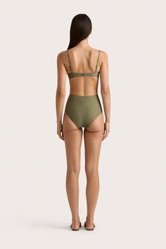 A high-rise bikini bottom with full coverage, offered in Khaki. Style with the Stefania Bikini Top for a structured swim set. Solid High Waist Seamless Swimwear, Solid Color High Waist Seamless Swimwear, Solid High-waist Seamless Swimwear, Solid Color Swimwear With Built-in Bra, Solid High-waist Swimwear For Sunbathing, Seamless Beachwear Bottoms For Poolside, Solid High Waist Beachwear Swimwear, Seamless High Waist Beachwear Swimwear, Seamless High Waist Swimwear For Beach