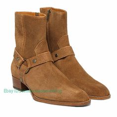 (eBay) Find many great new & used options and get the best deals for Mens Real Suede Leather Chelsea Boots Ankle Pointy Toe Low Heel Zipper Shoes at the best online prices at eBay! Free shipping for many products! Boots With Straps, Chelsea Shoes, Gothic Shoes, Botas Chelsea, High Ankle Boots, Harness Boots, Zipper Boots, Leather Chelsea Boots, Mens Winter Fashion