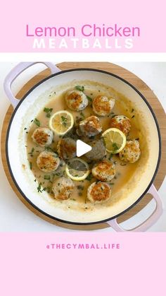 lemon chicken meatballs recipe in a pan