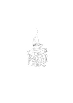 a stack of books sitting on top of each other next to a cup of coffee