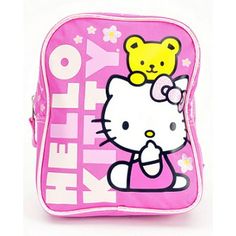 This cute looking backpack is made with all the details that your little one will definitely love. Features Hello Kitty with a bear on the pink backpack. Comes with adjustable straps that are perfect for making the bag fit comfortably. Has one main compartment with zipper closure to bring anything needed to take on the day. It also has a top handle for hanging or easy handling. Makes a great back to school gift for girls and boys ages 3+. Unisex Size: 10" x 8" x 3".  Age Group: kids. Pink Hello Kitty Backpack For End Of School Year, End Of School Year Pink Hello Kitty Backpack, End Of School Year Hello Kitty Pink Backpack, Hello Kitty Rectangular Backpack For Back To School, Pink Hello Kitty Backpack For Back To School, Pink Hello Kitty Standard Backpack, Pink Cartoon Backpack For School, Pink Cartoon Backpack For Back To School, Pink Hello Kitty School Backpack