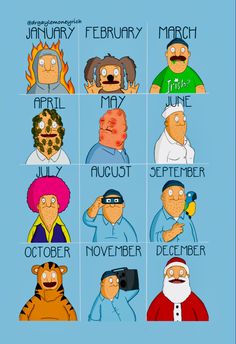 an image of cartoon characters with different expressions