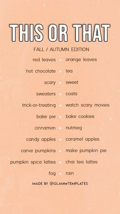 this or that fall / autumn menu