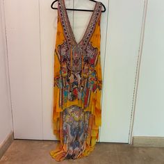 Orange High Low Embellished Dress. Only Worn Once And Dry Cleaned. Embellished Dress, Orange Black, High & Low, High Low Dress, Colorful Dresses, Orange, Silk, Womens Dresses, Dresses