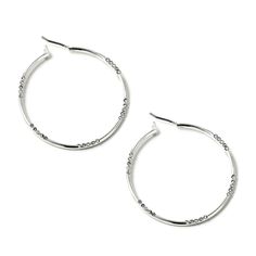 Silver Crystal Rhinestone 50mm Medium Hoop Earrings Medium Hoop Earrings, Silver Crystal, Crystal Rhinestone, Hoop Earrings, Crystals, Silver