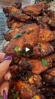 575K views · 56K reactions | You guys wanted the recipe for the wings I prepared for my Mom’s birthday party! Here you go.⬇️ These were seriously a 20/10

Air Fryer Bourbon Garlic Hot Wings

Ingredients:

For the Marinade:

	•	2 lbs chicken wings
	•	1/3 cup bourbon
	•	1/4 cup pickle juice
	•	3 cloves garlic, minced
	•	2 tbsp olive oil
	•	1 tbsp brown sugar
	•	1 tbsp soy sauce
	•	1 tbsp Dijon mustard
	•	1 tsp smoked paprika
	•	1/2 tsp cayenne pepper (adjust for heat)
	•	1/2 tsp ground black pepper
	•	1 tsp onion powder
	•	1 tbsp fresh thyme leaves
	•	1 tbsp fresh rosemary, chopped
	•	1/4 cup fresh parsley, chopped (for garnish)

For Finishing:

	•	2 tbsp butter, melted
	•	1 tbsp hot sauce (adjust to taste)
	•	1 tbsp honey

Instructions:

	1.	Prepare the Marinade:
	•	In a large bowl, mix bou Chicken Wings Recipes For Dinner, Wings In The Air Fryer, Sole Recipes, Mini Appetizers, Garlic Olive Oil, Tailgate Food, Pickle Juice, Hot Wings, Cayenne Pepper