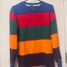 Bold Striped Heavyweight Long Sleeve Tee. Men’s Size Xs From Jcrew. Oversized M, So Fits Like A Standard Size S. Like Brand New. Only Worn Once. Originally $79! Sporty Multicolor Crew Neck Sweatshirt, Multicolor Crew Neck T-shirt For Winter, Multicolor Casual Sweater For Streetwear, Casual Multicolor Winter Tops, Casual Multicolor Tops For Winter, Multicolor Color Block Crew Neck Top, Casual Multicolor Graphic Print Sweater, Multicolor Long Sleeve T-shirt For Winter, Casual Color Block Crew Neck Tops