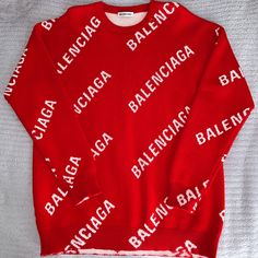 Worn A Handful Of Times. Looks Brand New. Size Xs Unisex, But Fits Super Oversized And Is A True L Or Xl. I’m A Size S And Can Wear It As A Short Dress. Receipt And Tag Included In Pictures. Selling For $750 On Fb Marketplace. Original Price $1276. Thank You! Balenciaga Sweater, Short Dress, Colorful Sweaters, Balenciaga, Red And White, Short Dresses, Sweaters For Women, Brand New, The Originals