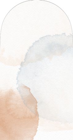 a watercolor painting with white and peach colors on it's edges, including the tip of an oval