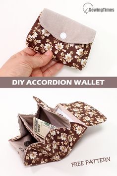 an image of a wallet that is made out of fabric and has flowers on it