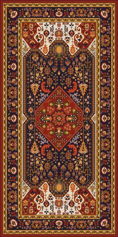 Red  vinyl mat inspired by authenticate Persian rug -  area rug Vinyl Mat, Slippery When Wet, Classic Tile, Vinyl Rug, Pvc Flooring, Vinyl Floor Mat, Floor Cloth, Ethnic Design, Persian Rugs