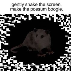 a white rat sitting in the middle of a black and white qr - code