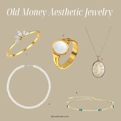 Old Money Aesthetic Jewelry: The Ultimate Guide - By Lisa Fonde Old Money Aesthetic Watches Women, Necklaces Old Money, Old Money Rings Woman, Old Money Accessories Women, Old Money Jewelry Silver, Old Money Aesthetic Jewelry, Old Money Accessories Woman, Ea Outfits, Old Money Jewelry Aesthetic