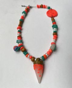 kidcore mixed media necklace on etsy Amulet Style Wooden Beaded Necklace As Gift, Wooden Beads Amulet Necklace As A Gift, Amulet Style Wooden Beaded Necklace For Gifts, Amulet Style Wooden Beaded Necklaces For Gifts, Wooden Beads Amulet Necklace For Gift, Colorful Beads Resin Jewelry Gift, Multicolor Resin Bead Jewelry, Colorful Round Beaded Resin Jewelry, Orange Beaded Dangle Necklaces