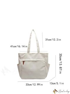 BirdinBag - Versatile Minimalist School Bag for College, University, and High School Students - Ideal for On-the-Go White Rectangular Shoulder Bag For Daily Use, Daily White Rectangular Shoulder Bag, White Large Capacity Bags For Daily Life, Large Capacity White Bags For Daily Use, White Satchel For Daily Life, White Softback Shoulder Bag For Everyday Use, Everyday White Softback Shoulder Bag, White Everyday Softback Shoulder Bag, White Portable Shoulder Bag For Everyday Use