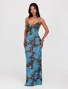 JULIANNA DRESS - BLUE : LEOPARD Blue Leopard Print Dress, Tigermist Dress, Love Island Outfits, Tiger Mist Dress, Barbie Summer, Backless Dress Summer, Xmas 2024, Maxi Long Dress, Senior Trip