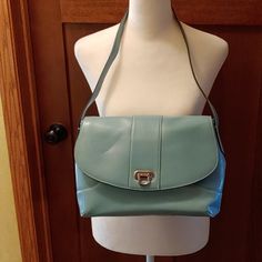 This Is A Brand New Brand New Purse Without Tags. Lovely Light Blue With A Shoulder Strap, Detail Stitching And A Clasp Closure. Has A Back Pocket. It Is 7 1/2" High And 12" Long. Retro Blue Shoulder Bag For Shopping, Blue Formal Bags For Spring, Blue Shoulder Bag For Formal Occasions In Spring, Formal Blue Shoulder Bag For Spring, Vintage Blue Shoulder Bag, Vintage Blue Satchel Shoulder Bag, Blue Retro Shoulder Bag For Everyday Use, Retro Blue Shoulder Bag For Everyday, Retro Blue Bags For Formal Occasions