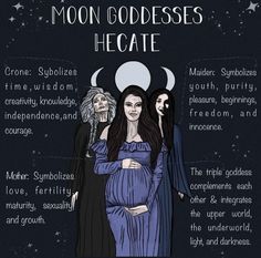 the moon goddesss are depicted in this poster, which includes information on how to use them