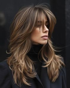 Long Swoopy Layers, Long Shag Haircut Fine Hair Over 50, Grown Out Shag Haircut, Butterfly Shag Haircut, Longer Bob, Curly To Straight Hair, Bang Hairstyles, Layered Thick Hair, Long Shag Haircut