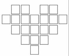 a black and white photo with squares arranged in the shape of a heart on it