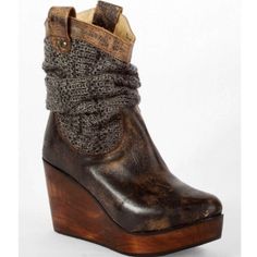 Reposhing This Item I Purchased From @Nolanlight. Loved It, But Ready To Rotate For Something New. Questions? Leave A Comment Below! Cheap Platform Heels, Desert Shoes, Knit Boot, Knit Boots, Bed Stu, Cute Boots, Calf Boots, Leather Wedges, Distressed Leather