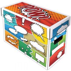 a colorful box with comic characters on it