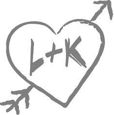 a heart with the word k and arrow drawn on it