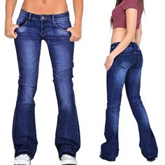 F00033665-113 Casual Fitted Light Blue Jeans, Fitted Casual Light Blue Jeans, Fitted Light Blue Casual Jeans, Casual Slim Fit Blue Bottoms, Casual Slim Fit Solid Jeans, Black Flared Jeans, Low Rise Flared Jeans, Womens Flare Jeans, Low Rise Flare Jeans