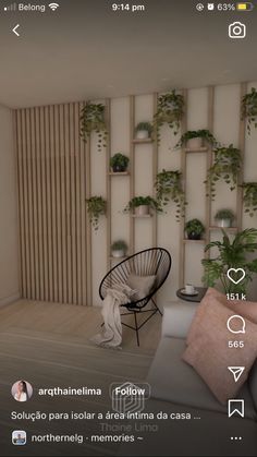 a living room filled with furniture and lots of plants