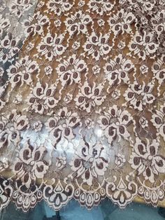 "Copper brown Chantilly lace fabric sold by the peice of 5 yards for shawl, bridal veils and costumes price for 5 yards Beautifully made to use for costumes, decorations, weddings and much more. Width : 54\" inches Color : Browm with beige Sold by peice. One peice is 5 yards. Thank you for your coming! Please read policy before placing an order. Please contact us via ETSY Conversations for more details. All order will be shipped from New York, USA. It is recommended to leave a phone number for t Elegant Beige Lace Dupatta, Cream Lace Dupatta With Lace Work, Cream Lace Work Dupatta, Cream Lace Dupatta, Copper Brown, Bridal Veils, Fabric Suppliers, Chantilly Lace, Bridal Veil