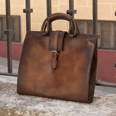 Casablanca briefcase - Q by QS Brief Case, Designed Shoes, Custom Design Shoes, Custom Made Shoes, Hot Style, Brown Paint, Fashion Suits, Gold Handles, Brown Fabric