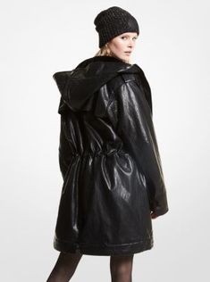 A faux leather shell ups the ante on this anorak. Cut for a layer-friendly fit it’s lined in plush faux fur that will add a luxe and ultimately warm finish to any look. Style yours with a sequined dress and party-ready extras or slip it on over casual separates on leisurely days. Michael Kors Coats, Black Fur Coat, Down Winter Coats, Black Moto Jacket, Fur Hood Coat, Sequined Dress, Hooded Raincoat, Womens Parka, Hooded Coat