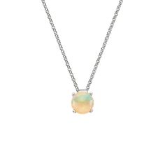 Floating Solitaire Opal Pendant - Silver. A beautiful opal is set in this elegant pendant style, which glides smoothly along a lustrous cable chain. The length of the necklace can be adjusted to either 16 or 18 to suit individual preference. Elegant Ethiopian Opal Pendant Necklace, Elegant Round Opal Necklace, Elegant Ethiopian Opal Oval Pendant Necklace, Elegant Ethiopian Opal Cabochon Necklaces, Elegant Opal Necklace With Pearl Pendant, Elegant Ethiopian Opal Gemstone Necklaces, Elegant Opal Necklaces, Formal Ethiopian Opal Necklace In Fine Jewelry Style, Formal Ethiopian Opal Necklace Fine Jewelry