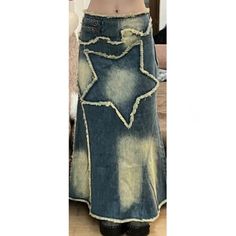 Women Denim Skirt Y2k Aesthetic Grunge Fairycore Pentagram Pattern Long Skirts with Tassels Skirt Streetwear 2000s Skirt, Skirt Streetwear, Grunge Fairycore, Tassel Skirt, Skirt Y2k, Denim Skirt Women, Aesthetic Grunge, Y2k Aesthetic, Sleek Fashion