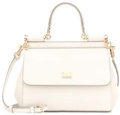 Dolce & Gabbana Sicily Small leather shoulder bag High-end White Satchel With Detachable Strap, Luxury White Satchel With Double Handle, High-end White Satchel Shoulder Bag, Luxury White Double Handle Satchel, Luxury White Satchel With Detachable Strap, Designer White Satchel For Everyday Luxury, Designer White Satchel For Daily Luxury, White Shoulder Bag With Detachable Handle For Everyday Luxury, White Satchel With Gold-tone Hardware And Top Handle