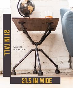 Spider End Table By PIPE DECOR - Pipe Decor Steel Pipe Projects Ideas, Wall Mounted Clothing Rack, Welding Table Diy, Wood Chair Diy, Rustic Wooden Shelves, Steampunk Furniture, Industrial Chair, Pipe Decor, Fun Furniture