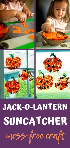 jack - o - lantern suncatcher is an easy craft for toddlers to make